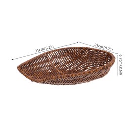 NOLITOY Woven Picnic Basket Imitation Rattan Bread Basket Sturdy Fruit Vegetable Holder for Kitchen