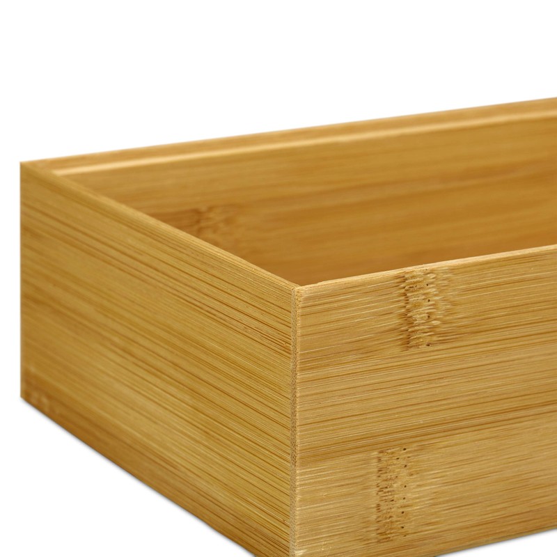 Relaxdays 1 x Storage Box Bamboo Stackable Natural Look Storage