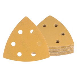 Kozelo 16pcs Mouse Detail Sander Sandpaper - [6-Hole 600 Grit] Aluminum Oxide Triangle Hook and Loop Sanding Pads Sheet for Sanding and Polishing Wood Furniture Metal Use