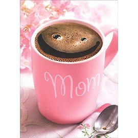 Smiley Face in Mom Coffee Cup Funny/Humorous Mother's Day Card