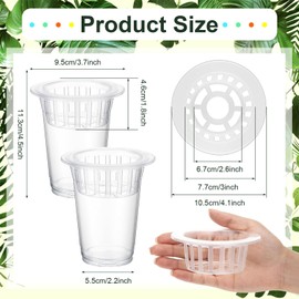 50 Pack Plastic Nursery Pots for Plants Terrarium Plant Propagation Station Tabletop Planting Vase with Hydroponic Baskets 4.5 In Clear Hydroponic Seed Pots for Indoor Plants Home Office Desktop Decor