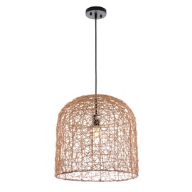 SAFAVIEH Lighting Collection Bianco Boho Coastal Tropical Natural Rattan 18-inch Pendant