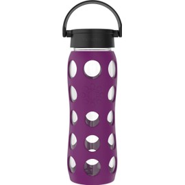 Lifefactory 22-Ounce BPA-Free Glass Water Bottle with Classic Cap and Protective Silicone Sleeve, Plum