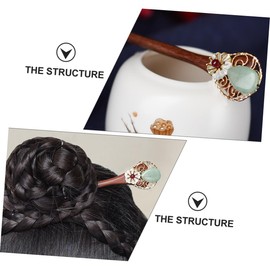 Ipetboom Hanfu Hairpin Vintage Hair Accessories Chinese Hair Sticks for Buns Vintage Hair Stick Hairpin Vintage Hair Sticks Wood Hair Forks Simple Bride Jade Pendant Red Sandalwood