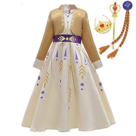 LZH Little Girls Dress Princess Fancy Dresses Outfits Pants Long Sleeve Dress up+Accessories Champagne