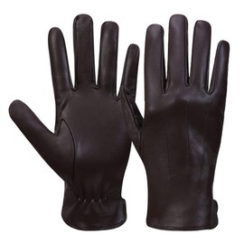 MGGMOKAY Men's Cashmere Lined Leather Gloves, Brown (touchscreen)