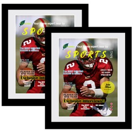 Goldfinch 2 Packs Sports Magazine Frames Displays Magazines Measuring 8 x 10.5 inches with White Core Matting,Suitable for 1994-Current Collector's Edition Sports Magazines with Installed Hangers