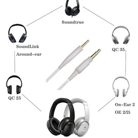 Fedoo SoundTrue Replacement Headphone Audio Cable Extension AUX Cord Compatible with Bose SoundlinkII Soundlink QC45 QC25 QC35 OE2 Headphones (White)