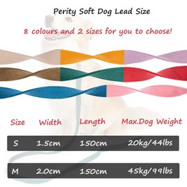Petiry Soft Dog Lead Medium with Gold Metal Clasp for Medium Large Dogs,2.0cm x 150cm,Black M
