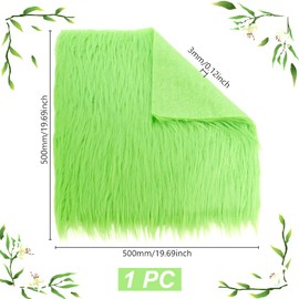 AHANDMAKER Green Faux Fur Fabric, 20x20 Inches Fluffy Fuzzy Fur Cuts, Shaggy Fur Square Patches, Plush Squares for DIY Crafts Christmas Winter Costume Pillow Rug Cushion Seat Pads Decor