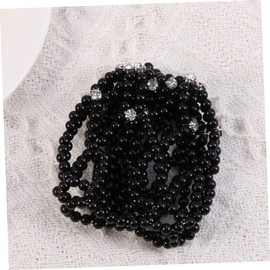 2 Piezas Red De Redecilla Bobinas De Pelo Cepillo De Drenaje Flexible Redecilla Para El Cabello Redecilla De Pelo De Perla Accesorios Para Mujer Black