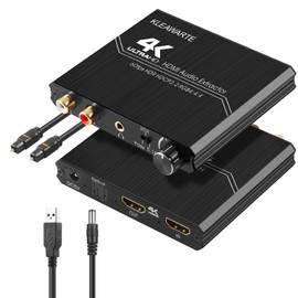 KLEAWARTE HDMI Audio Extractor Adapter HDMI to Optical SPDIF 3.5mm Stereo L/R Audio Converter Volume Control