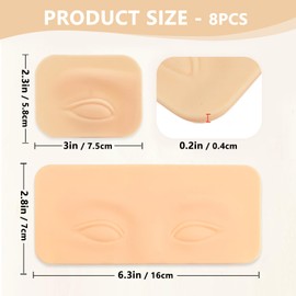 8Pcs Fashionable Practice Skin Makeup Face Professional Makeup Training Fake Skin Microblading Eyebrows Tattoo Practice Skin for Tattooing Beginners Makeup Training