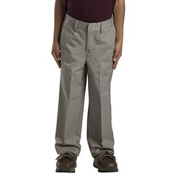 Dickies Kids Little Boys' Uniform 2-7 Flat Front Pant, Silver/Gray, 7 Regular