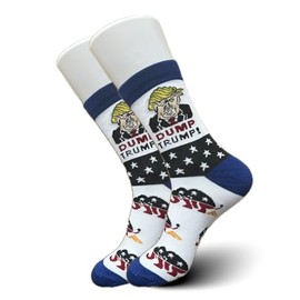 Blue USA Socks – "DUMP TRUMP" Anti-Tariff Novelty Crew Socks - Men's & Women's Unisex Size