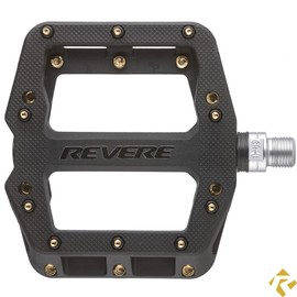 Revere Pro Grip MTB Mountain Gravel Bike Pedals, Composite Bearings, Non-Slip Wide Platform Lightweight Nylon Fiber Bicycle Platform Pedals 9/16" Spindle, Replaceable Gold Pins Pedales para Bicicleta