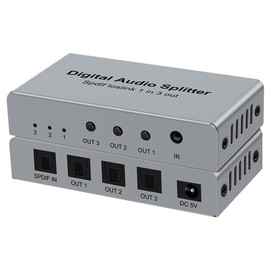 ZENWORYS Digital Optical Splitter SPDIF TOSLINK Digital Optical Audio Splitter 1 in 3 Out,Audio Format Support LPCM2.0 Doldy