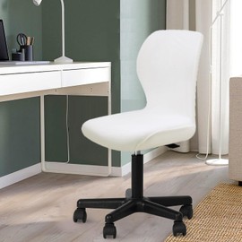 Deisy Dee Velvet Stretch Armless Office Chair Covers - Colorful Stretch Slipcover for Desk Chairs (Off White)
