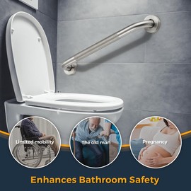 Grab Bars for Shower, 1 Pack 12-Inch Anti Slip Shower Handles for Elderly, Safety Shower Grab Bar, Stainless Steel Handicap Grab Bars for Bathroom,Toilet (Brushed Nickel, 1" Diameter)