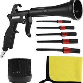 Tornado Air Cleaning Gun with Rubber Guard and Brass Adjustable Air Flow Nozzle, Vortex Air Cleaning Tool for Quickly Blasts Dirt and Dust from Surface