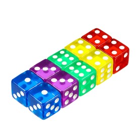 Set of 10 Colours Dice Set, 16 mm Acrylic Play Dice, Colourful Dice, Dice Games, Table Games