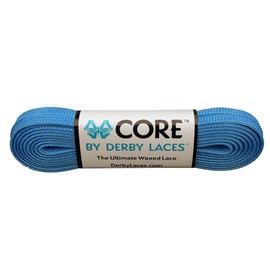 Derby Laces CORE Narrow 6mm Waxed Lace for Figure Skates, Roller Skates, Boots, and Regular Shoes (Pool Blue, 84 Inch / 213 cm)