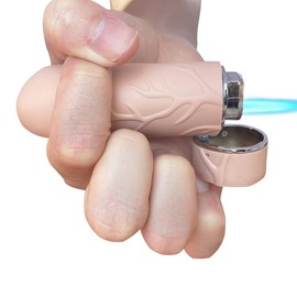 Fun and Cute Brown Lighter,Portable Cool Lighters,Refillable Butane Jet Flame Windproof Lighter, Jet Torch Lighters,Camping BBQ Kitchen(Butane Free) Candles Lighter,Refillable