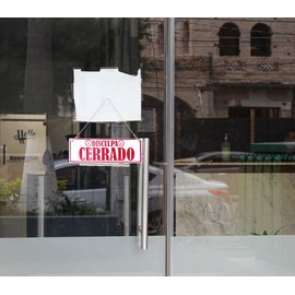 Letrero abierto-cerrado , cartel doble para colgar y para negocios (30x10) verde y rojo