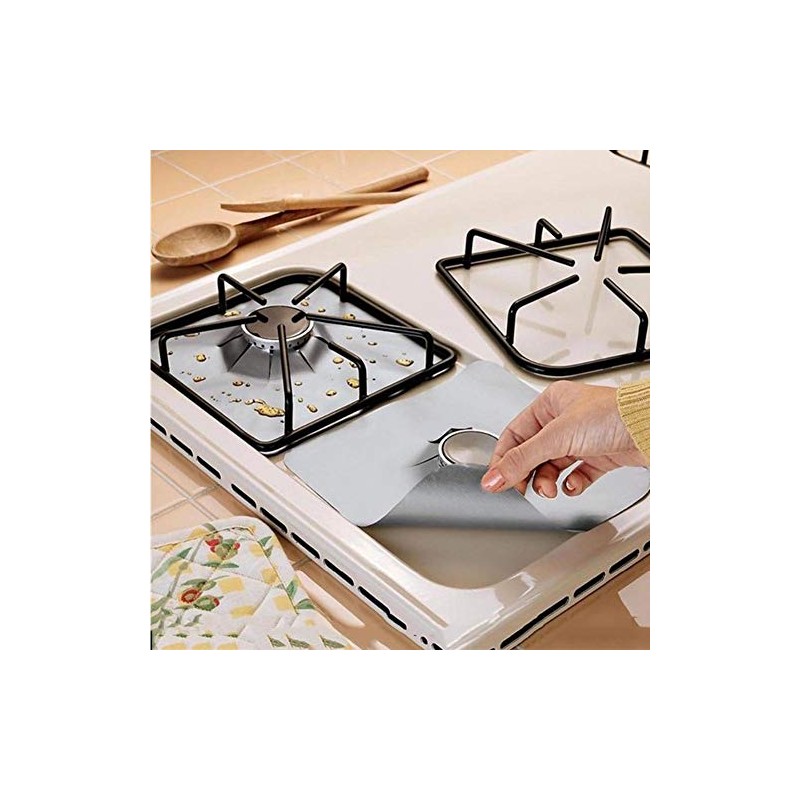Gas Stove Liners, 6 pcs/Set Reusable Fiberglass Gas Stove Protector