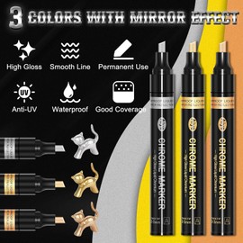 BAIRUIY Liquid Mirror Chrome Markers - Reflective Gloss, 2-3mm Tips Permanent Reflective Mirror Chrome Pen, 3 Colors Epoxy Resin Tools/Supplies for Coloring, Stroke, Painting, DIY Craft
