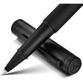 MCNTEIK Matte Black Rollerball Pen, Luxury Pen with Schmidt Black Ink Refill, Fancy Pen Gift Set for Men, Business Signature, Executive, Office, Nice Fancy Designer Pens