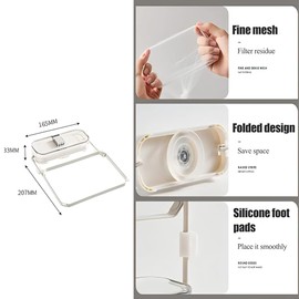 Suction Cup Sink Strainer,Removable Suction Cup Kitchen Sink Corner Residue Drain Strainer,Basket Filtering Mesh Sink Strainer for Kitchen Food Waste with 100 Filter Mesh Bags (White)