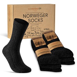 6 Pairs Norwegian Socks Men Women Winter Socks Warm Wool Socks, black