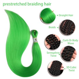 Pre Stretched Braiding Hair Light Green - 24inch 8 Packs Braid Crochet Hair Hot Water Setting Professional Soft Yaki Texture (Light Green)