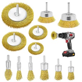 Pack of 12 Wire Brush Drill, 6 mm Steel Brush Cordless Screwdriver with Hexagonal Bar Wire Brush Set, Wire Brush Cordless Screwdriver, for Grinding, Polishing, Rust Removal, Cleaning and Vibration