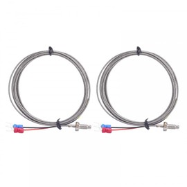 K Type Thermocouple Temperature Sensor, Heat Resistance, 2 Pieces, 2 Metres, K Type Thermocouple Temperature Sensor, M6 Screw, 0~600°C Temperature Measuring Range