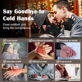 yoostooper Electric Heated Fingerless Gloves for Men & Women - Touchscreen Gloves for Working in Cold Winter Weather Rechargeable, black (M - 2000mAh) | yoostooper