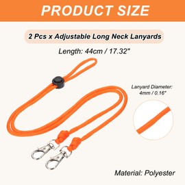 PATIKIL 44cm Neck Lanyard with Clasp, 2 Pcs Adjustable Long Keychain Strap Badge Lanyard for ID Badges Holder Keys USB Keychain USB Office, Orange