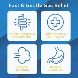 CALMOUR Anti Gas Relief 10 Strips | Mint Flavor Oral Dissolvable Anti Bloating Relief Strips | Rapid Gas Relief for Adults | Effective Bloating Relief for Women | Simethicone Anti Bloating for Women