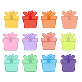 Gift Box Paper Cutouts 4x5 Inches Gift Boxes Paper for Christmas Bulletin Board Decoration Set,10 Colors,60 Pcs Per Pack