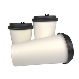 Kitchsy 16 oz. Disposable Paper Cups with Lids - White Hot Coffee & Tea To-Go Cups - Convenient Takeout Beverage Solution (Paper Cups with Black Dome Lids, 50)