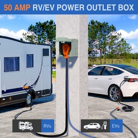 Nilight 50AMP RV EV Power Outlet Box 125/250V NEMA 14-50R Receptacle Heavy Duty Pre-drilled ETL Listed Enclosed Lockable Box Waterproof for Camper Caravan Motorhome Van