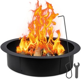 GAOMON Fire Pit Ring, 36 Inch Inner Diameter, 10 inch Height Fire Pit Insert 1.5mm Thick Heavy Duty Solid Steel, Fire Pit Liner DIY Campfire Ring Above or In-Ground for Outdoor Camping Backyard
