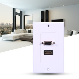 Yoidesu Panel de Pared Socket Enchufe de Pared Doble Puerto 2 en 1 HDMI Hembra +VGA Hembra AV Salida de Pared Socket de Video Cara Placa de Conector
