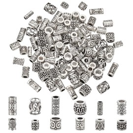 PH PandaHall 120 abalorio espaciadoras de plata para hacer joyas, 12 estilos de abalorio espaciadoras tibetanas de plata antigua, abalorio de columna espaciadoras para manualidades, abalorio sueltas