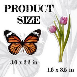 Transparent Flower Butterfly Sticker Set (240Pcs), PET Waterproof Resin Stickers, Self Adhesive Aesthetics Stickers for Adults to Make Cards, Envelopes, Gift Wraps, Scrapbooks, Notebooks (Nature1)