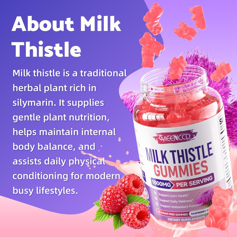 2 Pack Milk Thistle Gummies, Milk Thistle Extract for Antioxidant