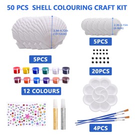 Nadisean Shells Painting Children, 12 Colours Shells for Painting, Children, Shell Colouring Craft Set, Shell Painting Set, DIY Painting Art & Craft Set, Birthday Gifts for Boys Girls Children