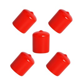 Ohamtes 5PCS ID26mm(1-1/32") red PVC rubber end caps, vinyl flexible end caps, round pipe end caps, bolt thread protector safety caps