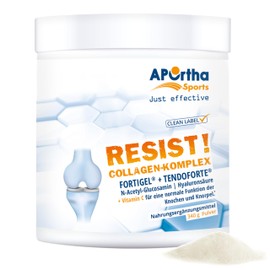 APOrtha Sports Resist! Nutrient Complex with Fortigel® + Tendoforte - 340 g Powder, Innovative, Bioactive Collagen Peptides with Glucosamine and Hyaluronic Acid, Gluten-Free, Allergy-Free,